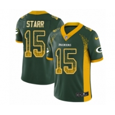 Men's Nike Green Bay Packers #15 Bart Starr Limited Green Rush Drift Fashion NFL Jersey