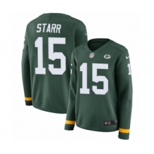 Women's Nike Green Bay Packers #15 Bart Starr Limited Green Therma Long Sleeve NFL Jersey