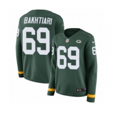Women's Nike Green Bay Packers #69 David Bakhtiari Limited Green Therma Long Sleeve NFL Jersey