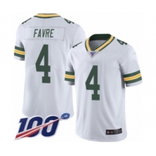 Men's Green Bay Packers #4 Brett Favre White Vapor Untouchable Limited Player 100th Season Football Jersey