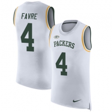 Men's Nike Green Bay Packers #4 Brett Favre Limited White Rush Player Name & Number Tank Top NFL Jersey
