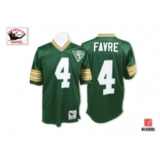 Mitchell and Ness Green Bay Packers #4 Brett Favre Authentic Green With 75th Patch Throwback NFL Jersey