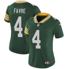 Women's Nike Green Bay Packers #4 Brett Favre Green Team Color Vapor Untouchable Limited Player NFL Jersey