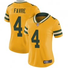 Women's Nike Green Bay Packers #4 Brett Favre Limited Gold Rush Vapor Untouchable NFL Jersey