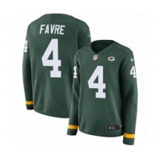 Women's Nike Green Bay Packers #4 Brett Favre Limited Green Therma Long Sleeve NFL Jersey