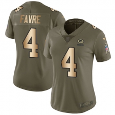 Women's Nike Green Bay Packers #4 Brett Favre Limited Olive/Gold 2017 Salute to Service NFL Jersey