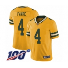 Youth Green Bay Packers #4 Brett Favre Limited Gold Rush Vapor Untouchable 100th Season Football Jersey