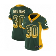 Women's Nike Green Bay Packers #30 Jamaal Williams Limited Green Rush Drift Fashion NFL Jersey