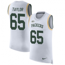 Men's Nike Green Bay Packers #65 Lane Taylor Limited White Rush Player Name & Number Tank Top NFL Jersey