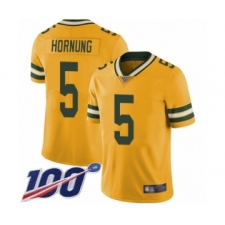 Men's Green Bay Packers #5 Paul Hornung Limited Gold Rush Vapor Untouchable 100th Season Football Jersey