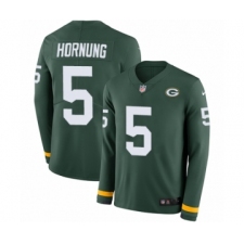 Men's Nike Green Bay Packers #5 Paul Hornung Limited Green Therma Long Sleeve NFL Jersey
