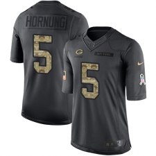 Youth Nike Green Bay Packers #5 Paul Hornung Limited Black 2016 Salute to Service NFL Jersey