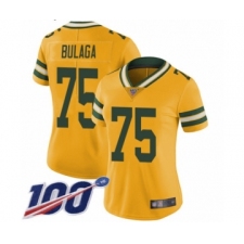 Women's Green Bay Packers #75 Bryan Bulaga Limited Gold Rush Vapor Untouchable 100th Season Football Jersey