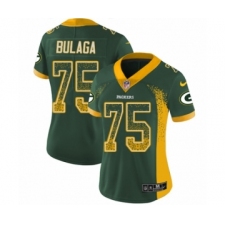 Women's Nike Green Bay Packers #75 Bryan Bulaga Limited Green Rush Drift Fashion NFL Jersey