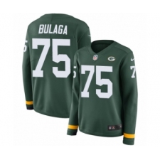 Women's Nike Green Bay Packers #75 Bryan Bulaga Limited Green Therma Long Sleeve NFL Jersey
