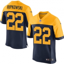 Men's Nike Green Bay Packers #22 Aaron Ripkowski Elite Navy Blue Alternate NFL Jersey