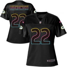 Women's Nike Green Bay Packers #22 Aaron Ripkowski Game Black Fashion NFL Jersey