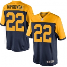 Youth Nike Green Bay Packers #22 Aaron Ripkowski Elite Navy Blue Alternate NFL Jersey