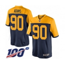 Men's Green Bay Packers #90 Montravius Adams Limited Navy Blue Alternate 100th Season Football Jersey