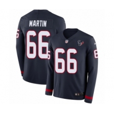 Men's Nike Houston Texans #66 Nick Martin Limited Navy Blue Therma Long Sleeve NFL Jersey