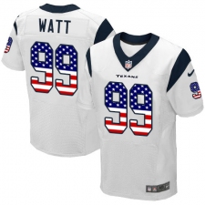Men's Nike Houston Texans #99 J.J. Watt Elite White Road USA Flag Fashion NFL Jersey