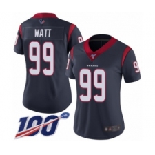 Women's Nike Houston Texans #99 J.J. Watt Navy Blue Team Color Vapor Untouchable Limited Player 100th Season NFL Jersey