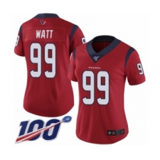 Women's Nike Houston Texans #99 J.J. Watt Red Alternate Vapor Untouchable Limited Player 100th Season NFL Jersey