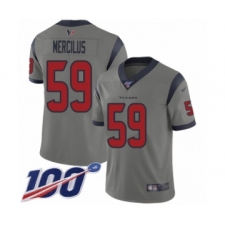 Men's Houston Texans #59 Whitney Mercilus Limited Gray Inverted Legend 100th Season Football Jersey