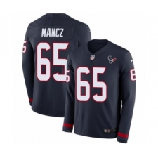 Men's Nike Houston Texans #65 Greg Mancz Limited Navy Blue Therma Long Sleeve NFL Jersey