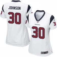Women's Nike Houston Texans #30 Kevin Johnson Game White NFL Jersey