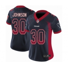 Women's Nike Houston Texans #30 Kevin Johnson Limited Navy Blue Rush Drift Fashion NFL Jersey
