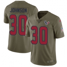 Youth Nike Houston Texans #30 Kevin Johnson Limited Olive 2017 Salute to Service NFL Jersey