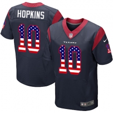 Men's Nike Houston Texans #10 DeAndre Hopkins Elite Navy Blue Home USA Flag Fashion NFL Jersey