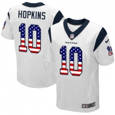 Men's Nike Houston Texans #10 DeAndre Hopkins Elite White Road USA Flag Fashion NFL Jersey