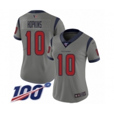 Women's Nike Houston Texans #10 DeAndre Hopkins Limited Gray Inverted Legend 100th Season NFL Jersey