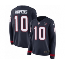 Women's Nike Houston Texans #10 DeAndre Hopkins Limited Navy Blue Therma Long Sleeve NFL Jersey