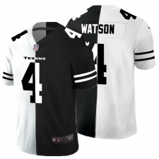 Men's Houston Texans #4 Deshaun Watson Black White Limited Split Fashion Football Jersey