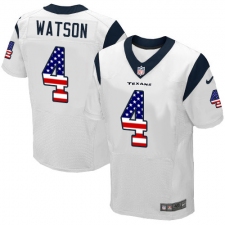 Men's Nike Houston Texans #4 Deshaun Watson Elite White Road USA Flag Fashion NFL Jersey