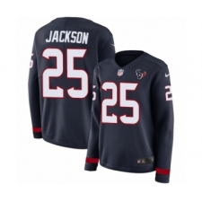 Women's Nike Houston Texans #25 Kareem Jackson Limited Navy Blue Therma Long Sleeve NFL Jersey