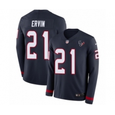 Men's Nike Houston Texans #21 Tyler Ervin Limited Navy Blue Therma Long Sleeve NFL Jersey