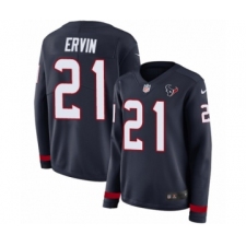 Women's Nike Houston Texans #21 Tyler Ervin Limited Navy Blue Therma Long Sleeve NFL Jersey
