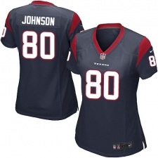 Women's Nike Houston Texans #80 Andre Johnson Game Navy Blue Team Color NFL Jersey