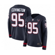 Women's Nike Houston Texans #95 Christian Covington Limited Navy Blue Therma Long Sleeve NFL Jersey