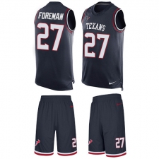 Men's Nike Houston Texans #27 D'Onta Foreman Limited Navy Blue Tank Top Suit NFL Jersey