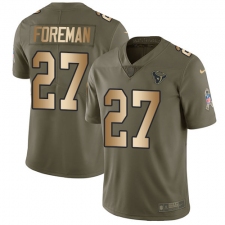 Youth Nike Houston Texans #27 D'Onta Foreman Limited Olive/Gold 2017 Salute to Service NFL Jersey