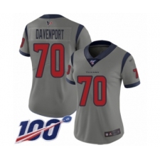 Women's Houston Texans #70 Julien Davenport Limited Gray Inverted Legend 100th Season Football Jersey