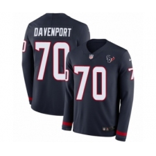 Youth Nike Houston Texans #70 Julien Davenport Limited Navy Blue Therma Long Sleeve NFL Jersey