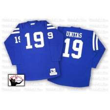 Mitchell And Ness Indianapolis Colts #19 Johnny Unitas Blue Authentic Throwback NFL Jersey