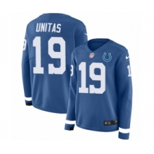 Women's Nike Indianapolis Colts #19 Johnny Unitas Limited Blue Therma Long Sleeve NFL Jersey