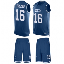 Men's Nike Indianapolis Colts #16 Scott Tolzien Limited Royal Blue Tank Top Suit NFL Jersey